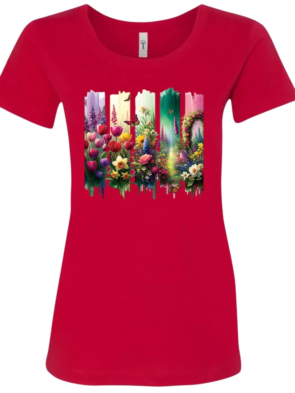Blooming Garden Butterfly Floral Art Women’s T-Shirt | Colorful Spring Flowers